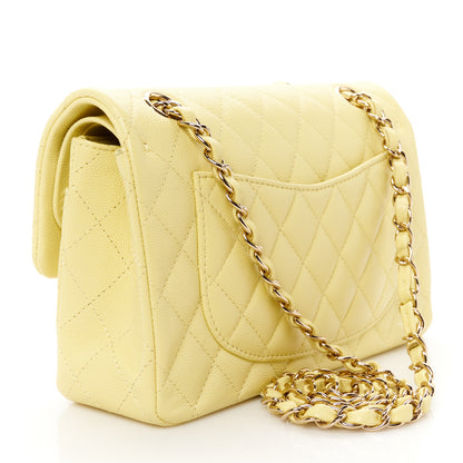 Chanel Caviar Quilted Small Double Flap Light Yellow 3 of 11
