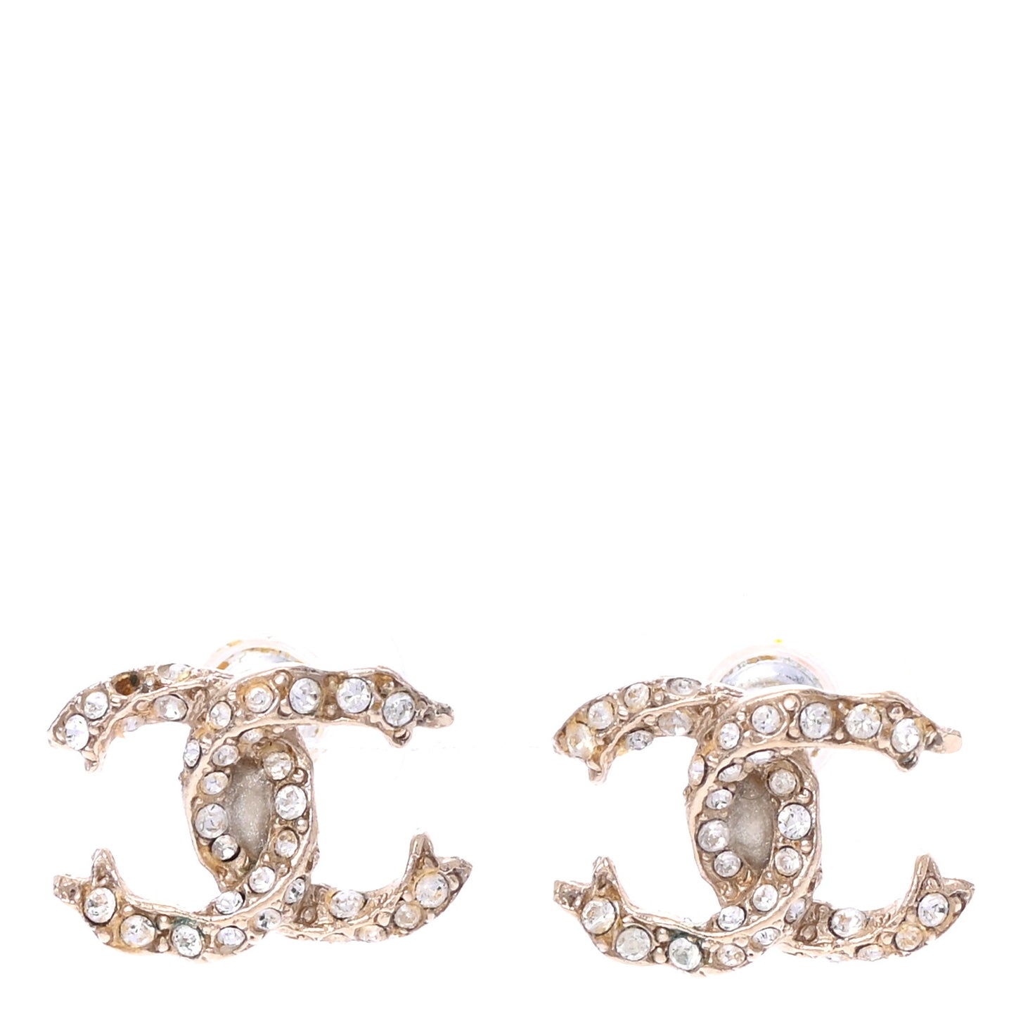 Crystal Twisted CC Earrings Gold