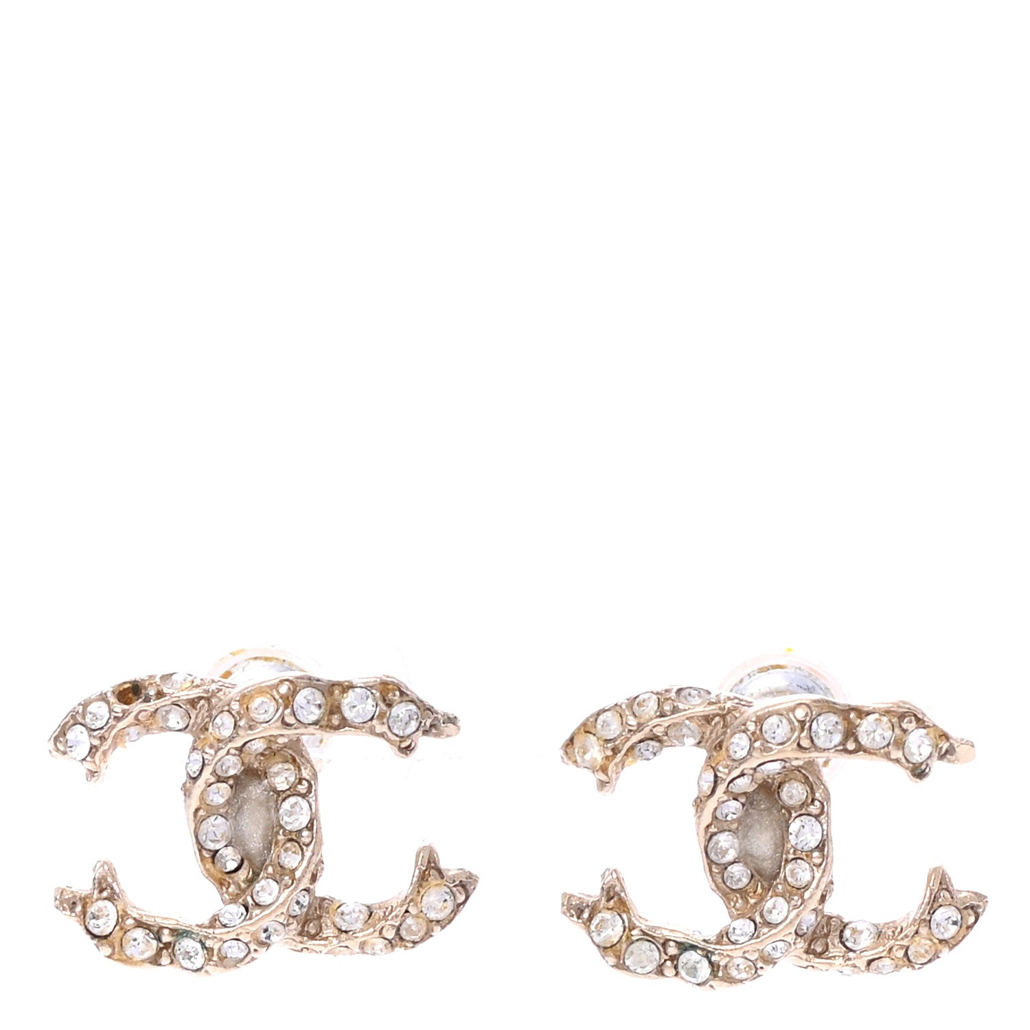 Chanel Crystal Twisted CC Earrings Gold 1 of 5