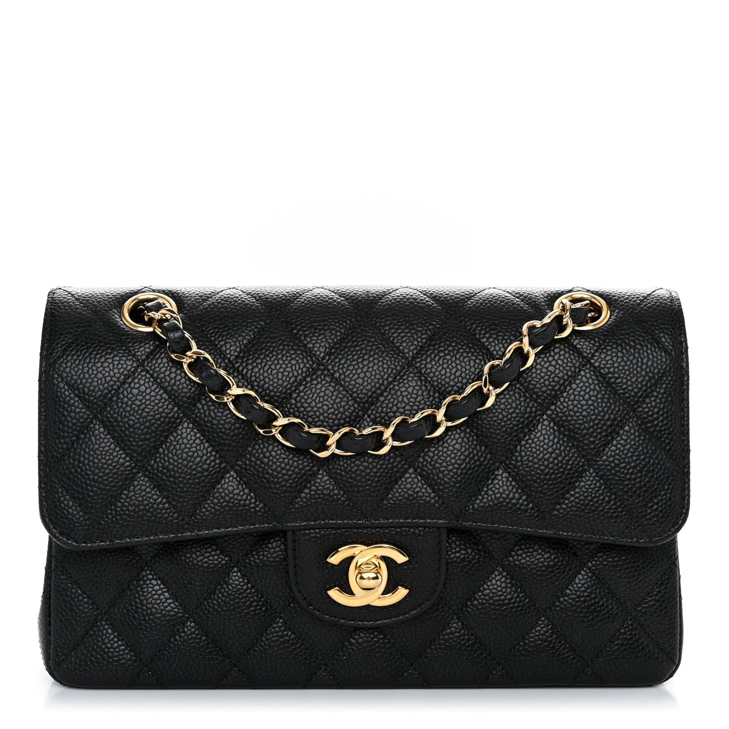 Caviar Quilted Small Double Flap Black