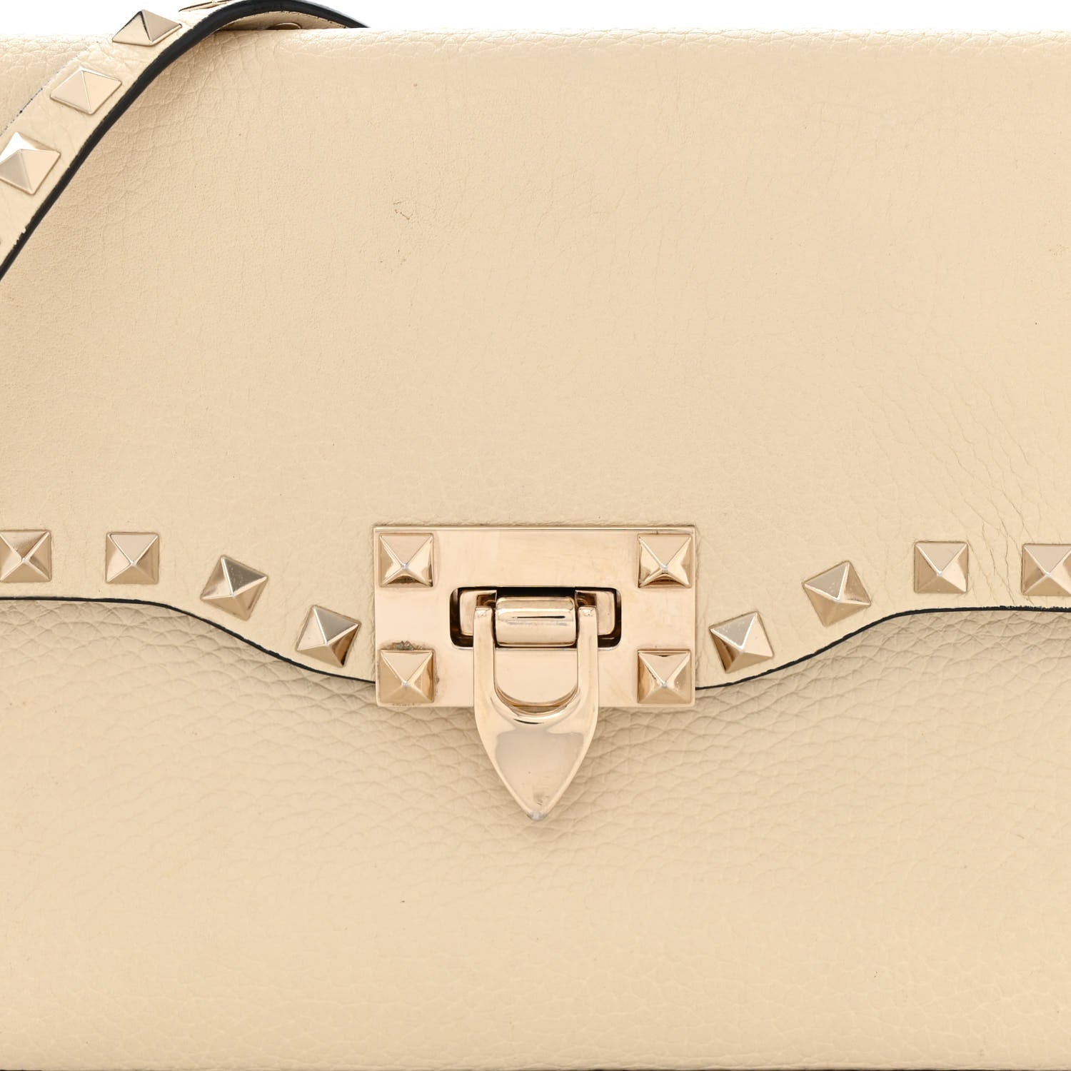 Valentino Garavani Pebbled Calfskin Medium Rockstud Flip Lock Crossbody Bag Light Ivory 7 of 14