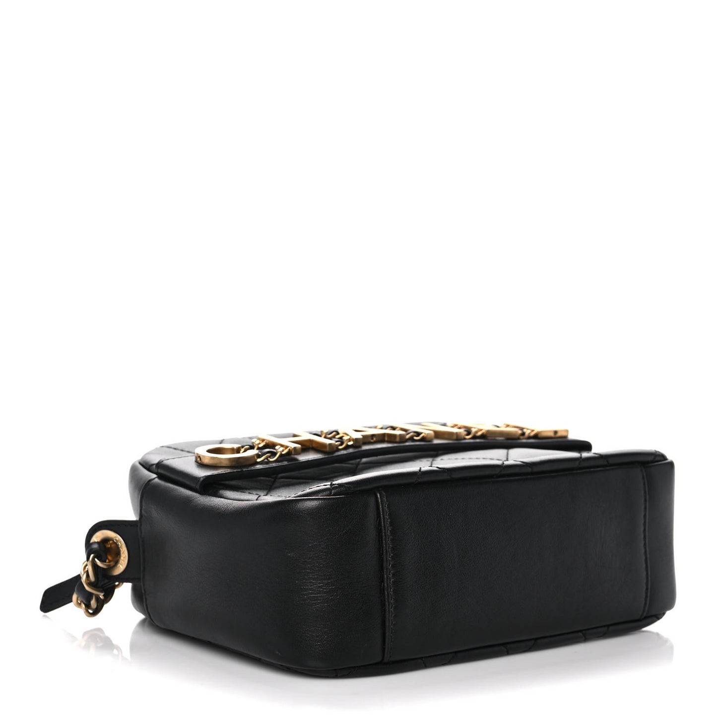 Calfskin Quilted Enchained Camera Case Bag Black