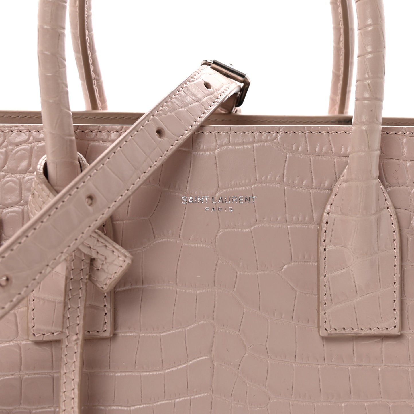 Calfskin Crocodile Embossed Baby Sac De Jour Rose Antic