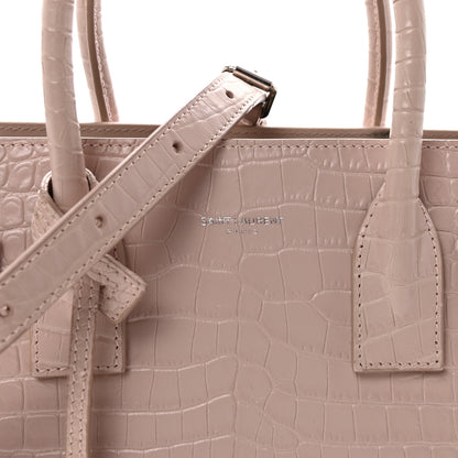 Saint Laurent Calfskin Crocodile Embossed Baby Sac De Jour Rose Antic 7 of 9