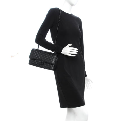 Chanel Crumpled Calfskin Quilted Medium Double Flap So Black 2 of 8