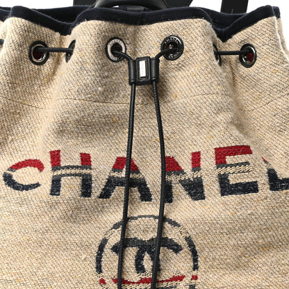 Chanel Striped Canvas Large Deauville Backpack Beige 8 of 10