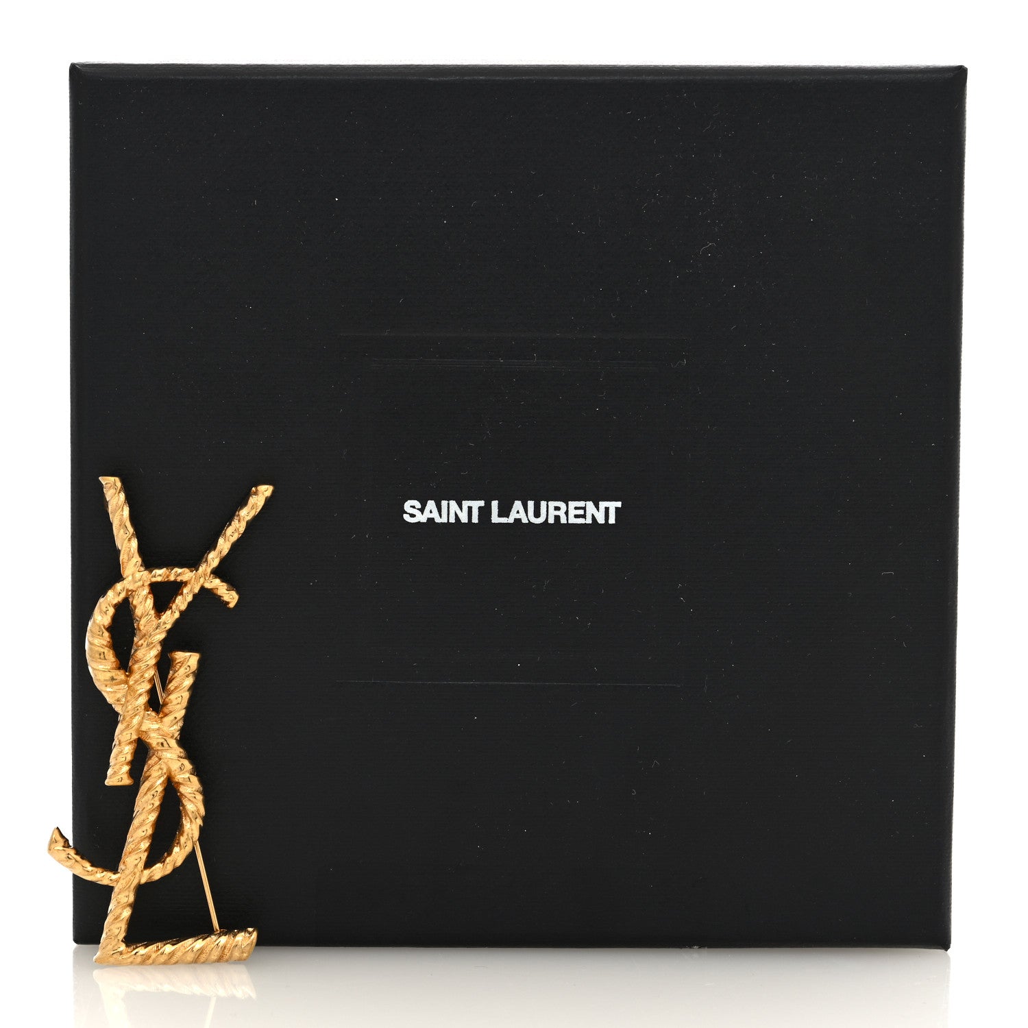 Saint Laurent Brass Cassandre Opyum YSL Twisted Brooch Gold 4 of 4