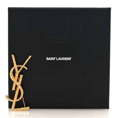 Saint Laurent Brass Cassandre Opyum YSL Twisted Brooch Gold 4 of 4