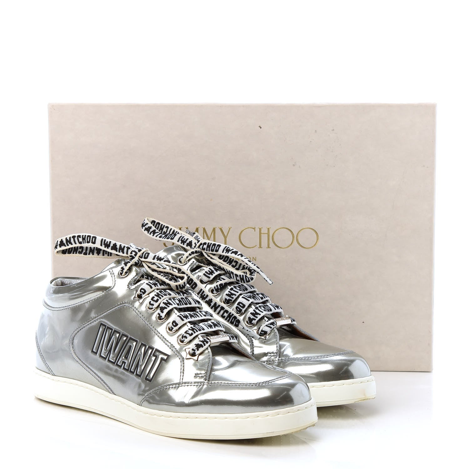 Jimmy Choo Liquid Mirror Calfskin Embossed Miami Sneaker 36.5 Silver Black 10 of 10