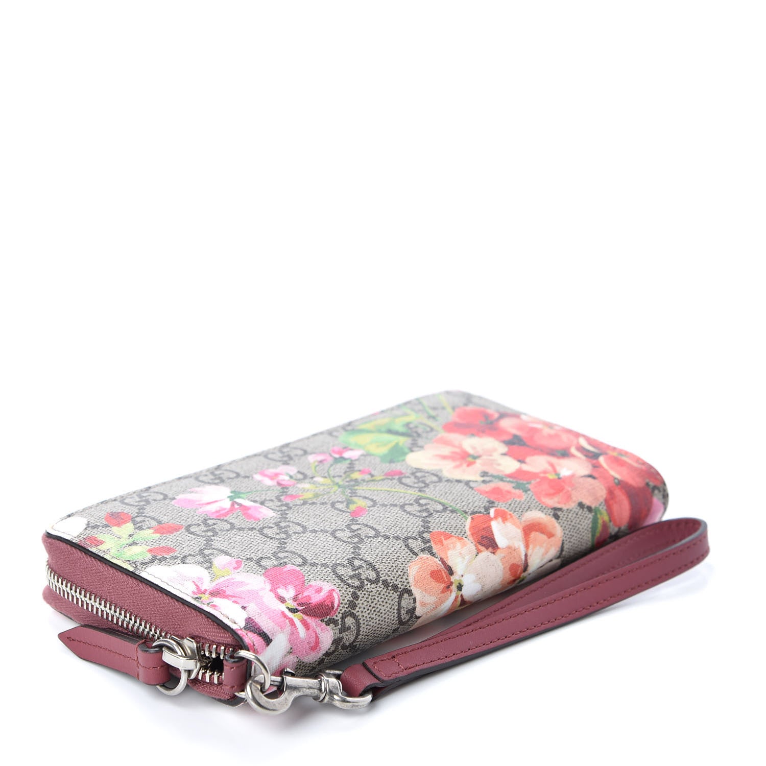 Gucci GG Supreme Monogram Blooms Wrist Wallet Beige Multicolor Dry Rose 4 of 9