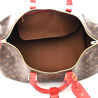 Louis Vuitton Calfskin Monogram Keepall Bandouliere 50 Coquelicot 4 of 9