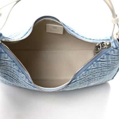 Givenchy Denim 4G Logo Small Moon Cut Out Shoulder Bag Light Blue 5 of 12