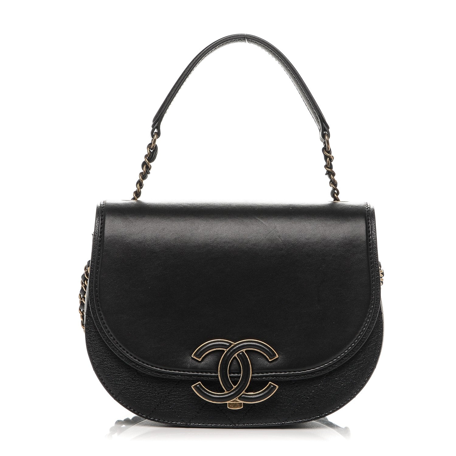 Chanel Shiny Calfskin Goatskin Quilted Small Coco Curve Messenger Flap Black 1 of 7