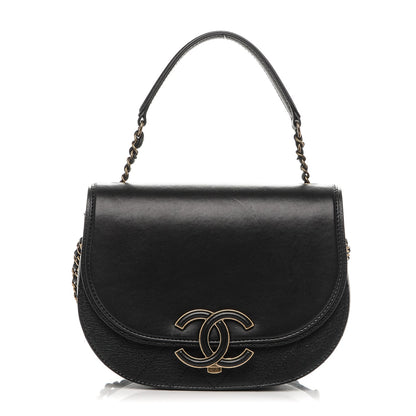 Chanel Shiny Calfskin Goatskin Quilted Small Coco Curve Messenger Flap Black 1 of 7