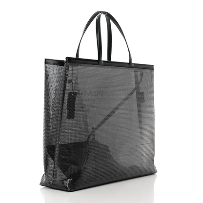 Prada Mesh Sequin Spazzolato Logo Tote Black 4 of 15