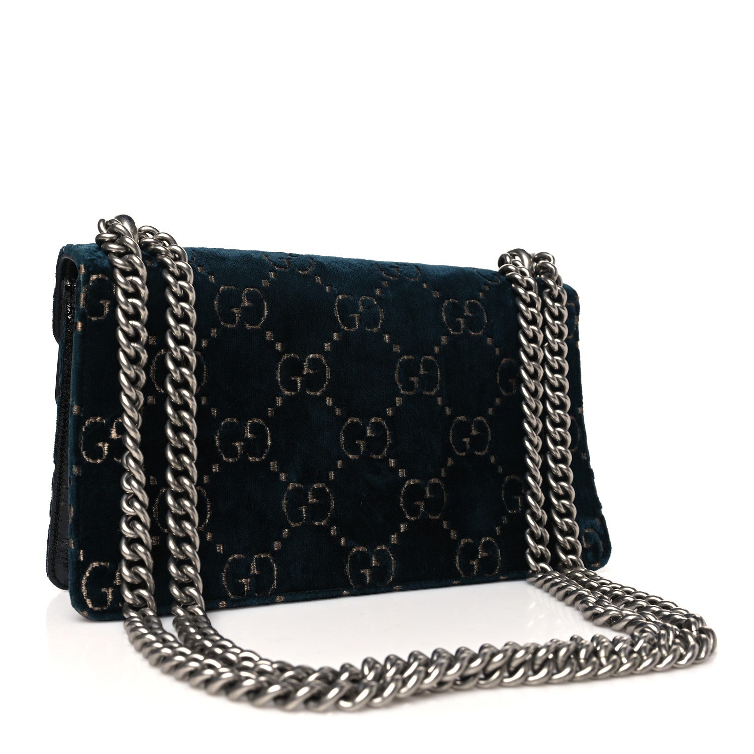 Gucci Velvet Skipper Crystal GG Monogram Small Dionysus Shoulder Bag Blue Beige Black 3 of 10