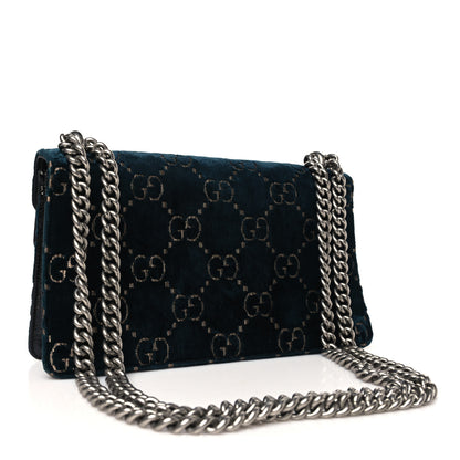 Gucci Velvet Skipper Crystal GG Monogram Small Dionysus Shoulder Bag Blue Beige Black 3 of 10