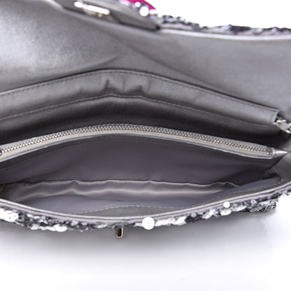 Chanel Sequin Medium Single Flap Silver 4 of 14