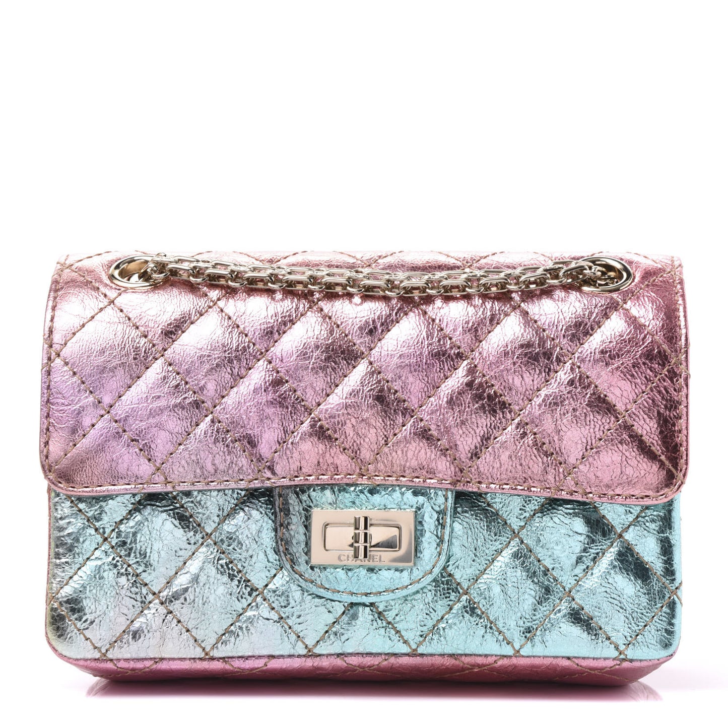 Metallic Goatskin Quilted Mini 2.55 Reissue Flap Multicolor