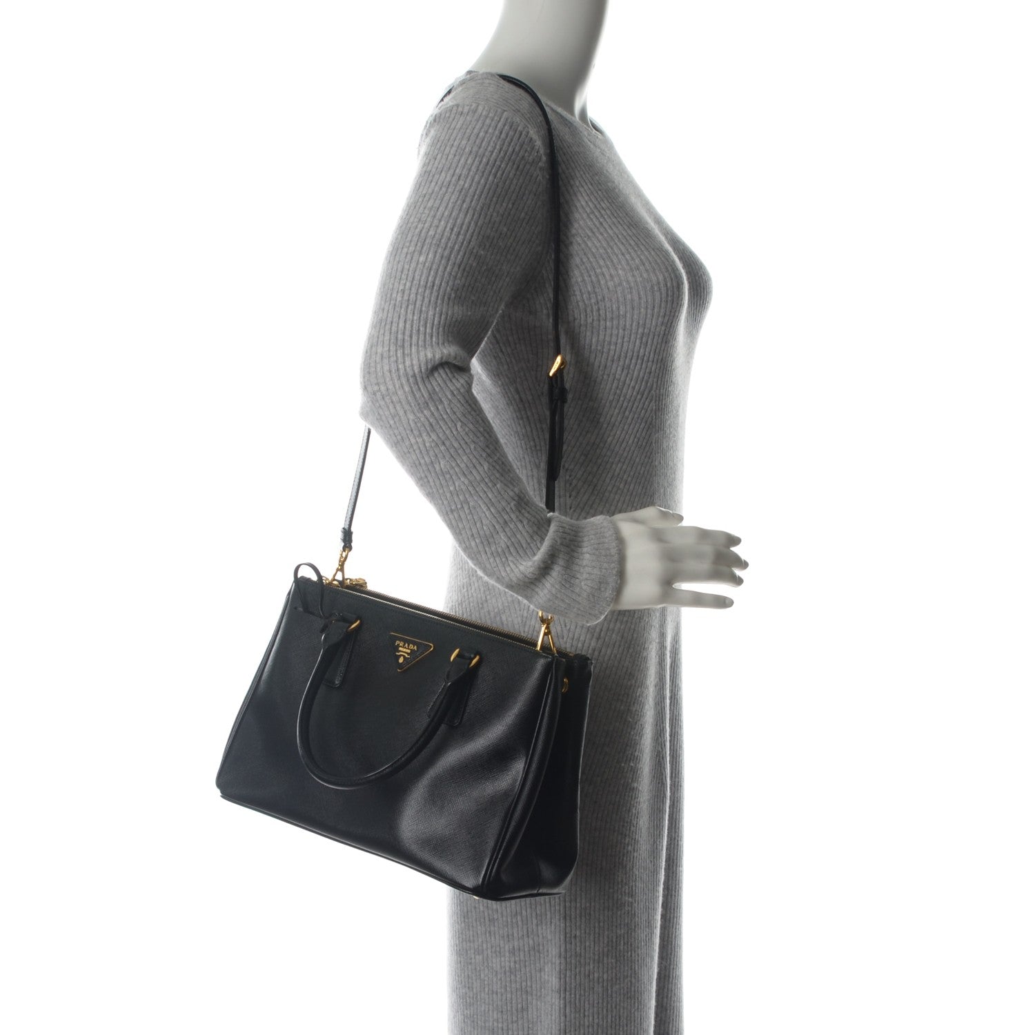 Prada Saffiano Medium Galleria Double Zip Tote Black 2 of 7