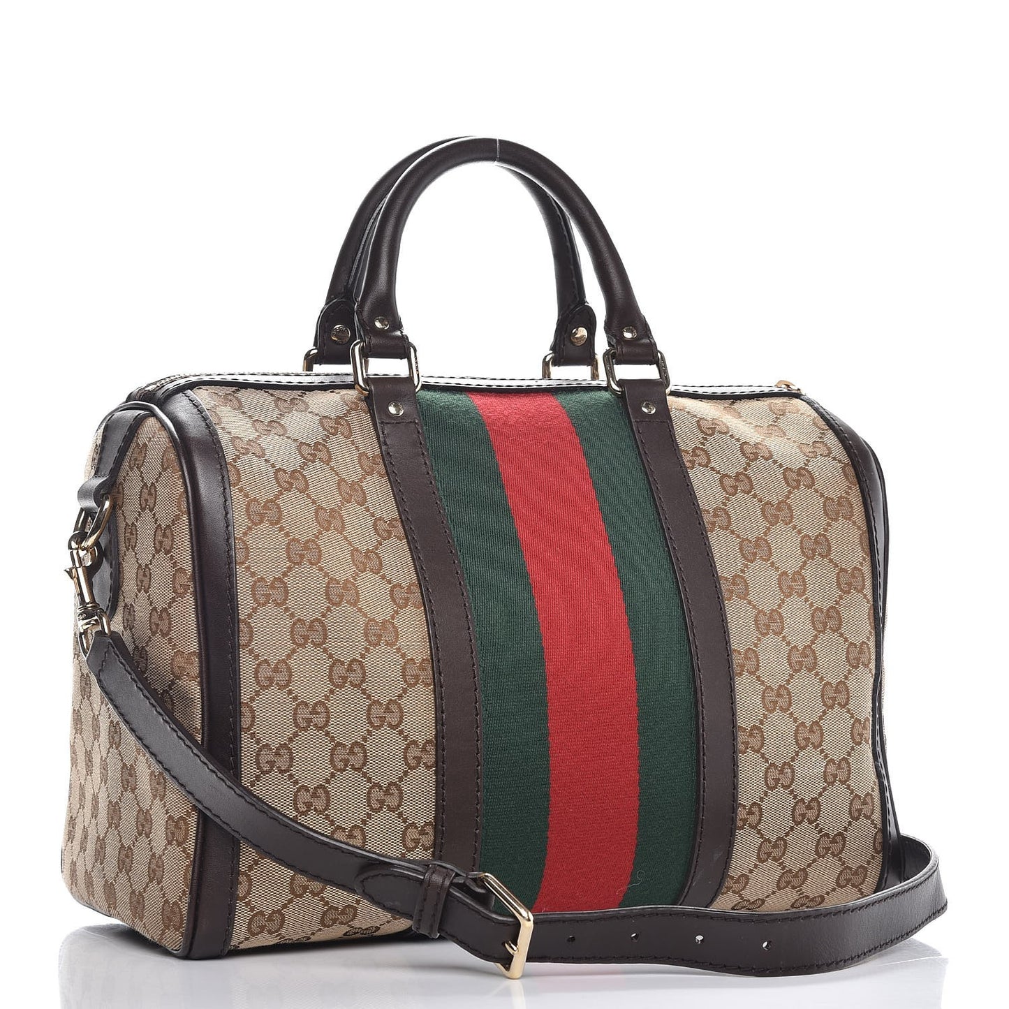 Monogram Vintage Web Medium Boston Dark Brown
