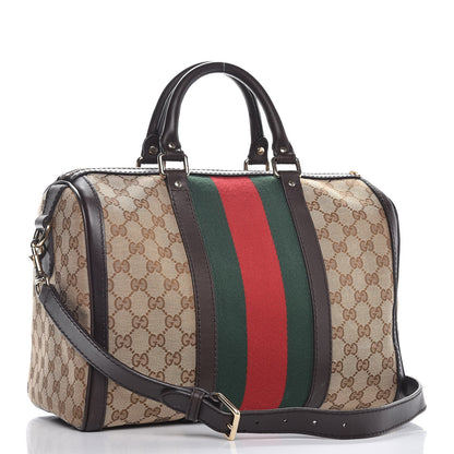 Gucci Monogram Vintage Web Medium Boston Dark Brown 4 of 15