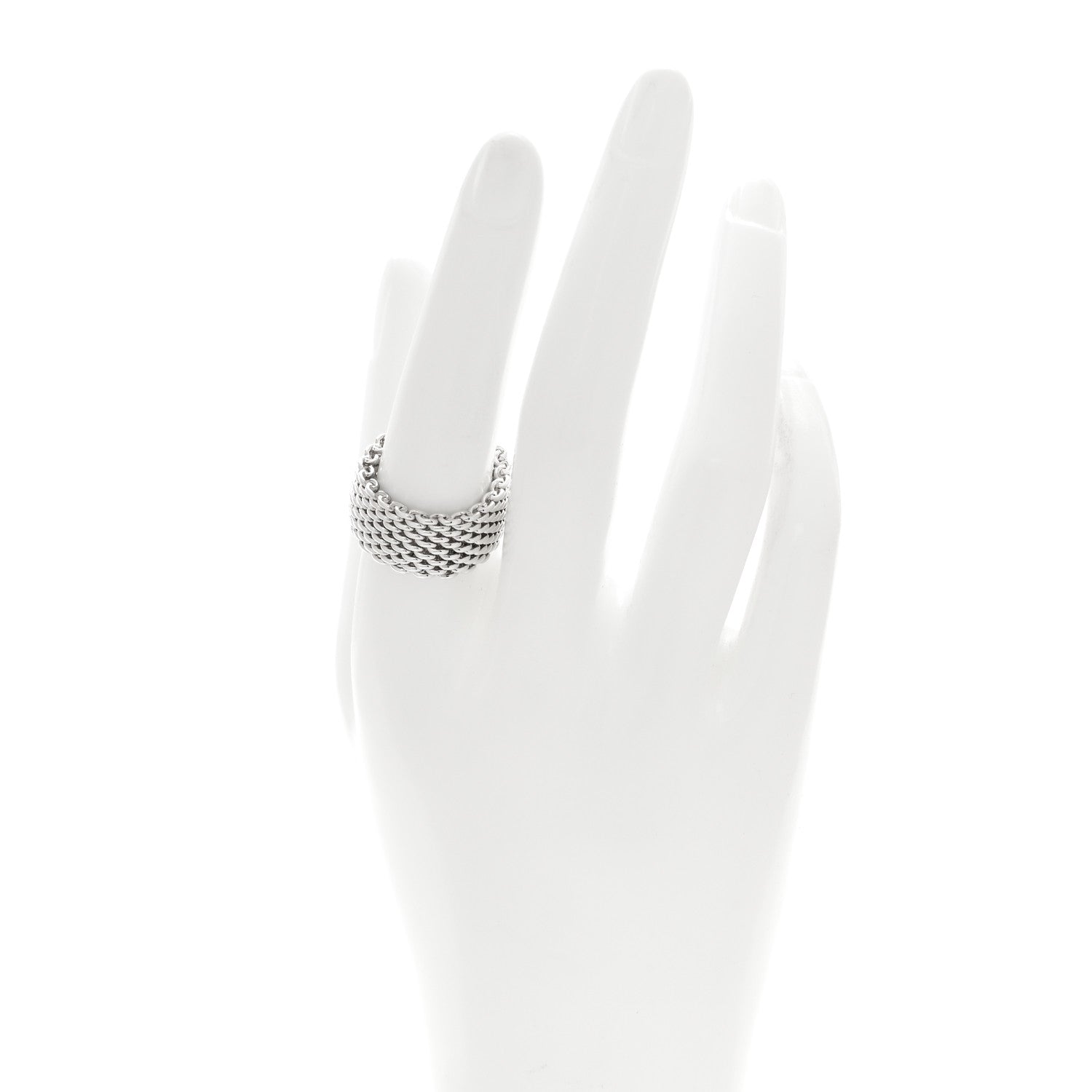 Tiffany Sterling Silver Somerset Mesh Ring 57 8 2 of 4