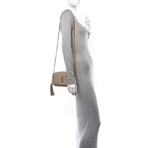 Grain De Poudre Matelasse Monogram Mini Lou Camera Bag Dark Beige