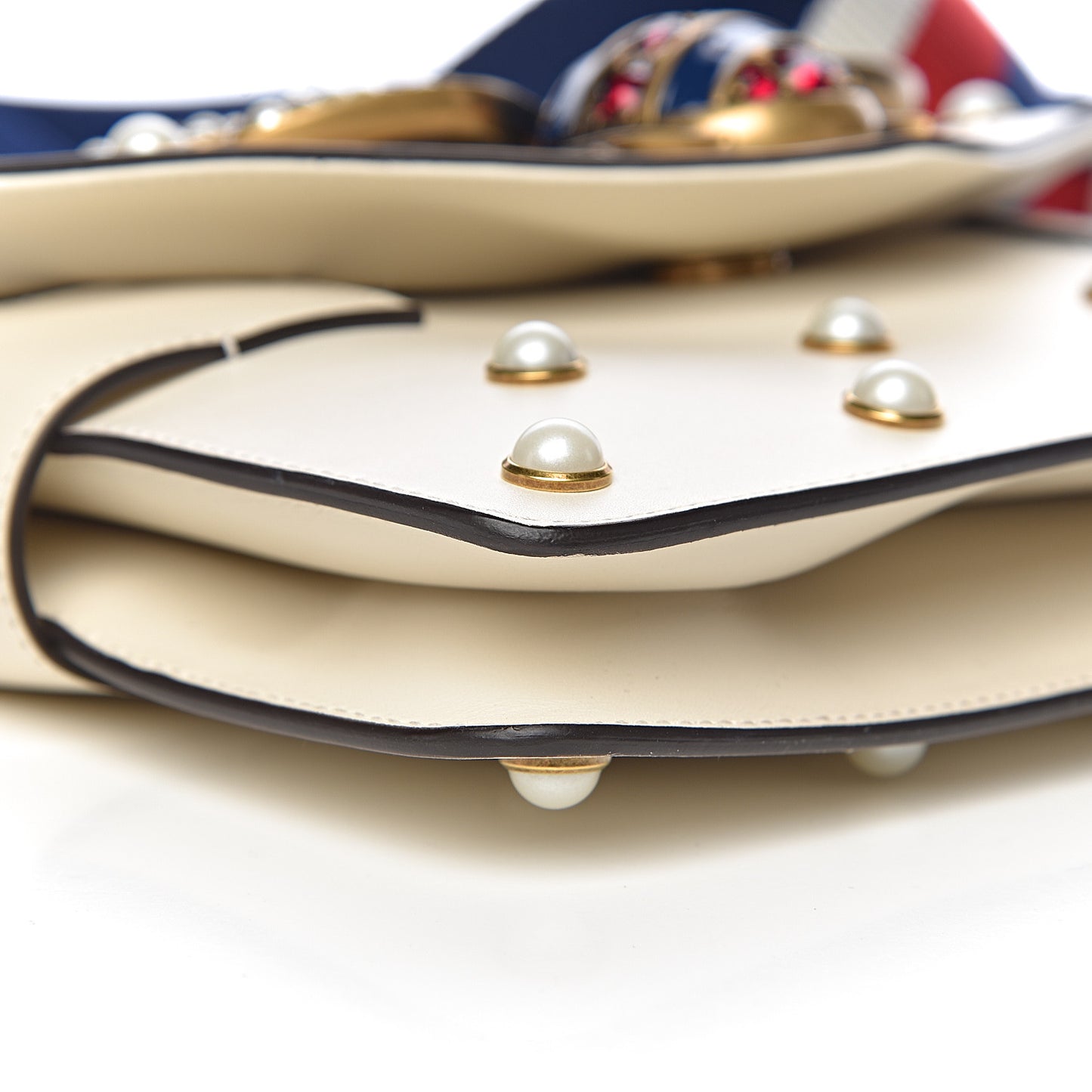 Nappa Pearl Studded Mini Queen Margaret Broadway Shoulder Bag Mystic White