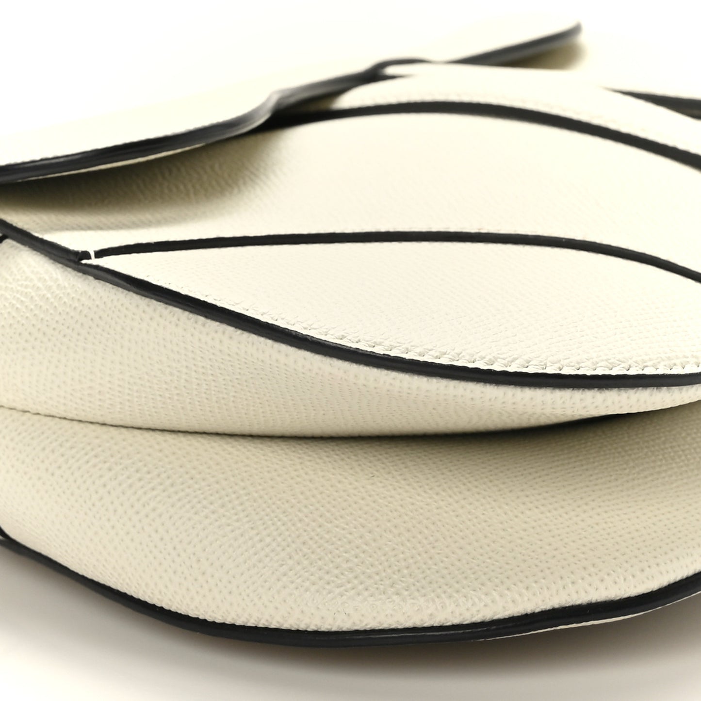 Grained Calfskin Saddle Bag White