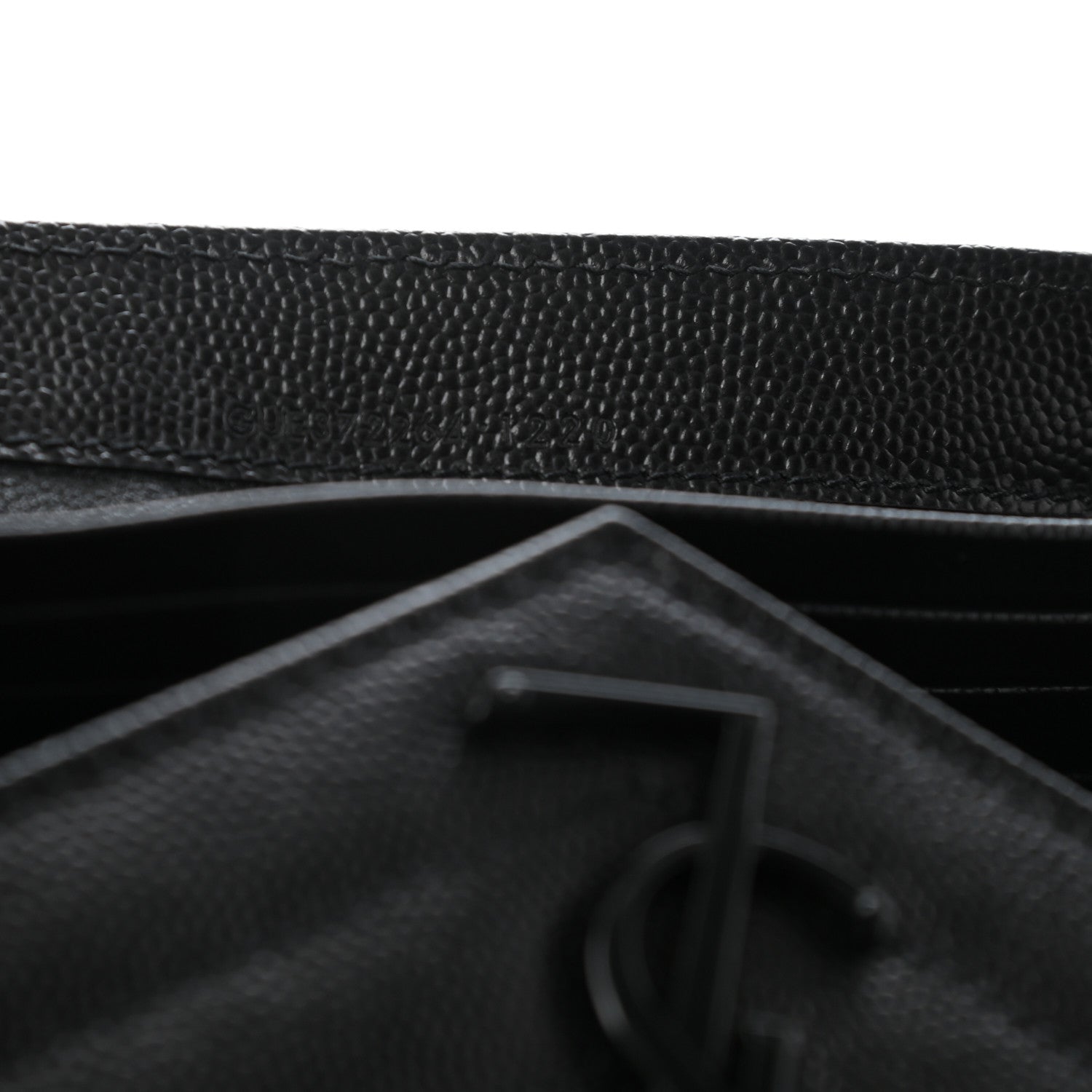 Saint Laurent Grain De Poudre Matelasse Chevron Monogram Large Flap Wallet Black 7 of 7