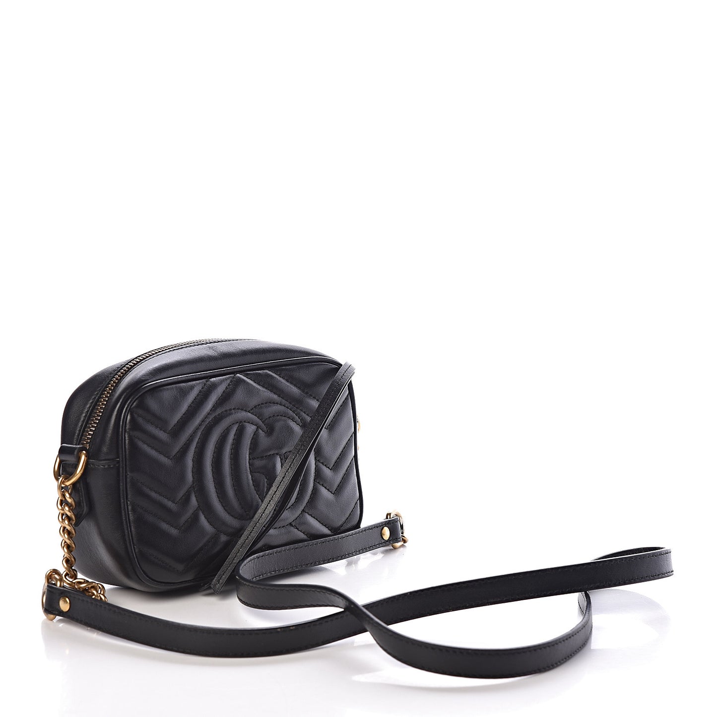 Calfskin Matelasse Mini GG Marmont Chain Shoulder Bag Black