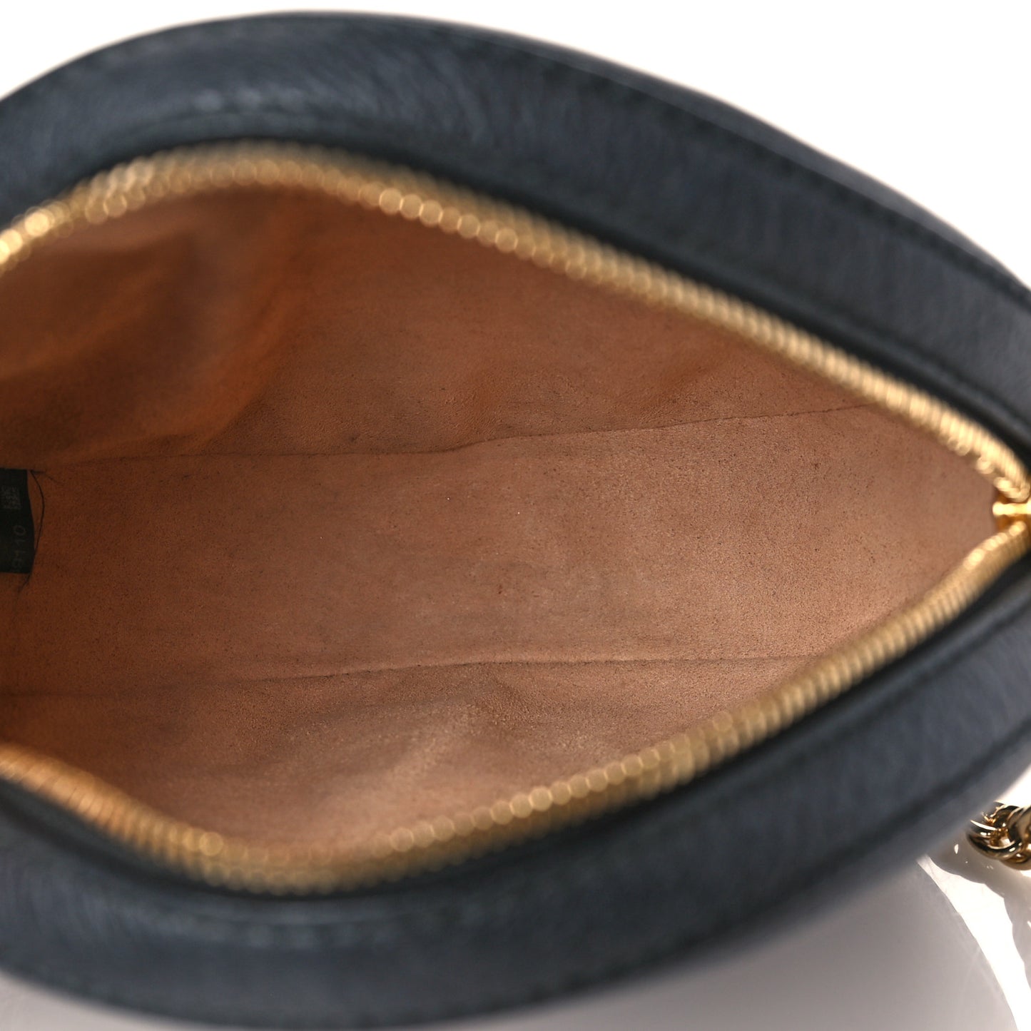 Grained Calfskin Web Mini Ophidia Round Shoulder Bag Black