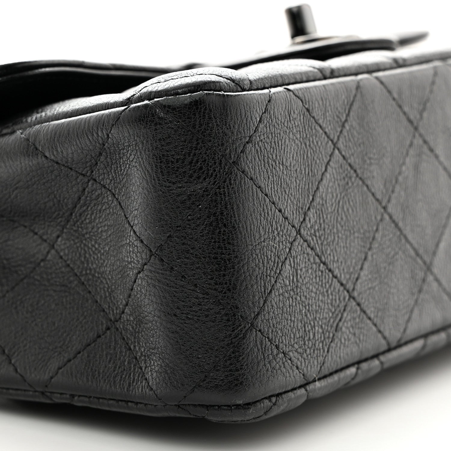 Chanel Crumpled Calfskin Quilted Mini Rectangular Flap So Black 9 of 10