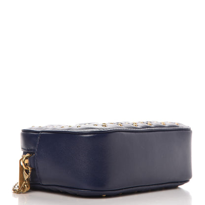 Christian Dior Lambskin Cannage Studded Lady Dior Camera Case Pouch Blue 4 of 7
