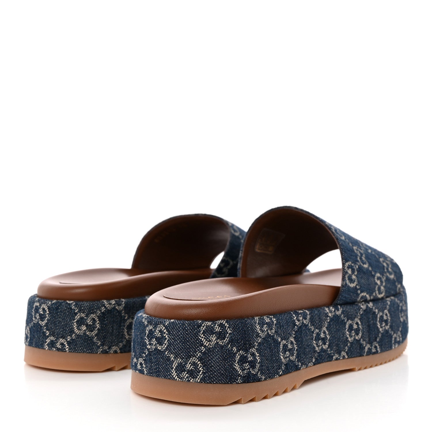 Gucci New Denim GG Monogram Angelina Platform 55mm Slide Sandals 42 Blue Tea 4 of 8