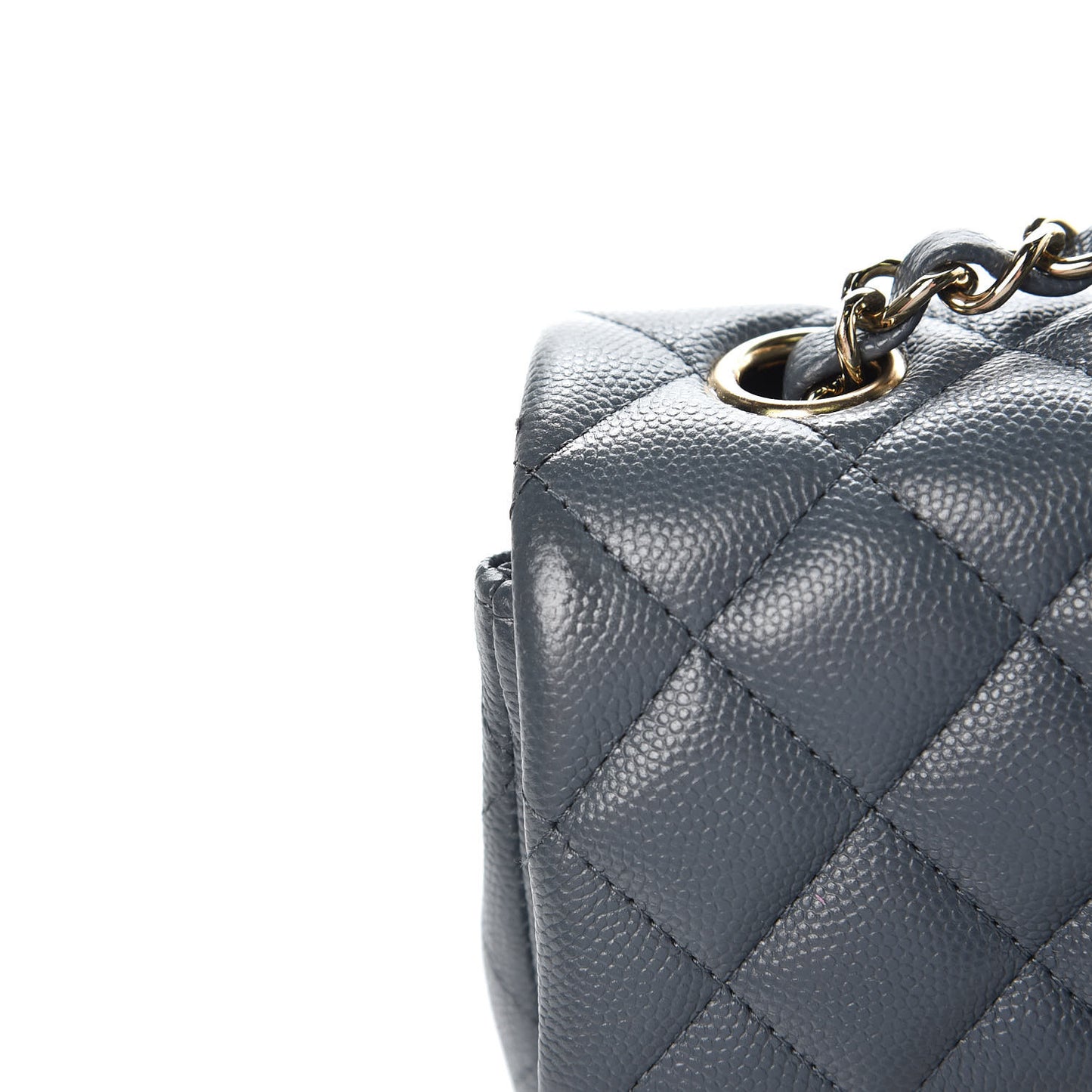 Caviar Quilted Mini Rectangular Flap Dark Grey