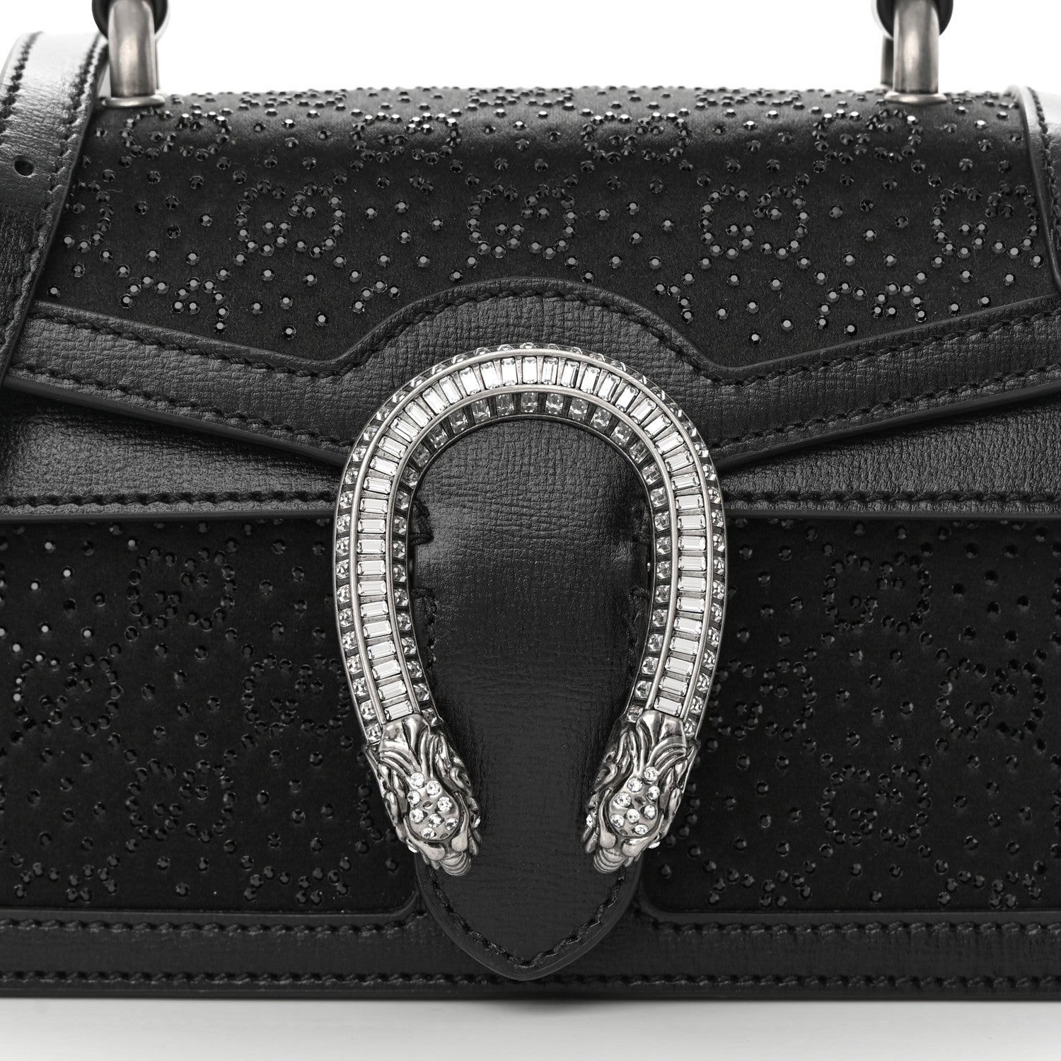 Gucci Satin Crystal GG Monogram Mini Dionysus Top Handle Bag Black 8 of 15