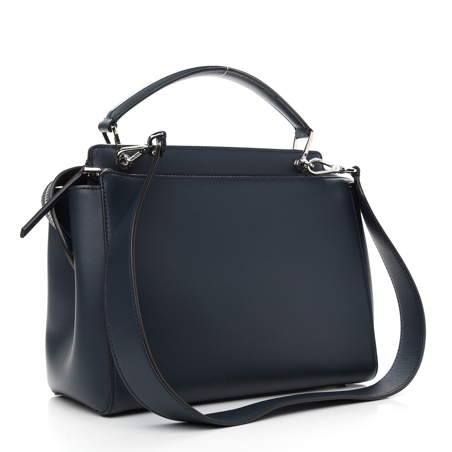 Fendi Vitello Baltico Dolce DotCom Satchel Navy Yellow 3 of 10