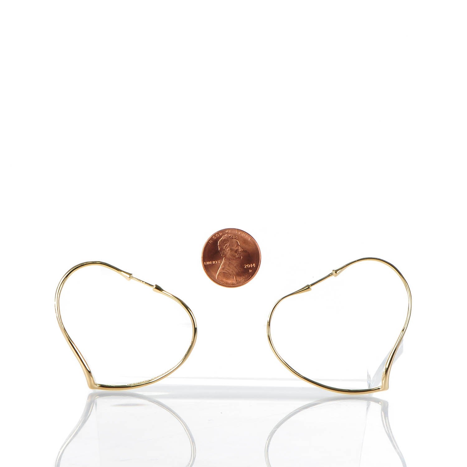 Tiffany 18K Yellow Gold Medium Elsa Peretti Open Heart Hoop Earrings 2 of 6