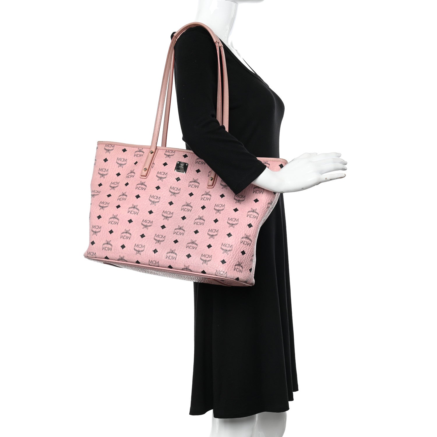 MCM Visetos Medium Anya Shopper Tote Light Pink 2 of 13