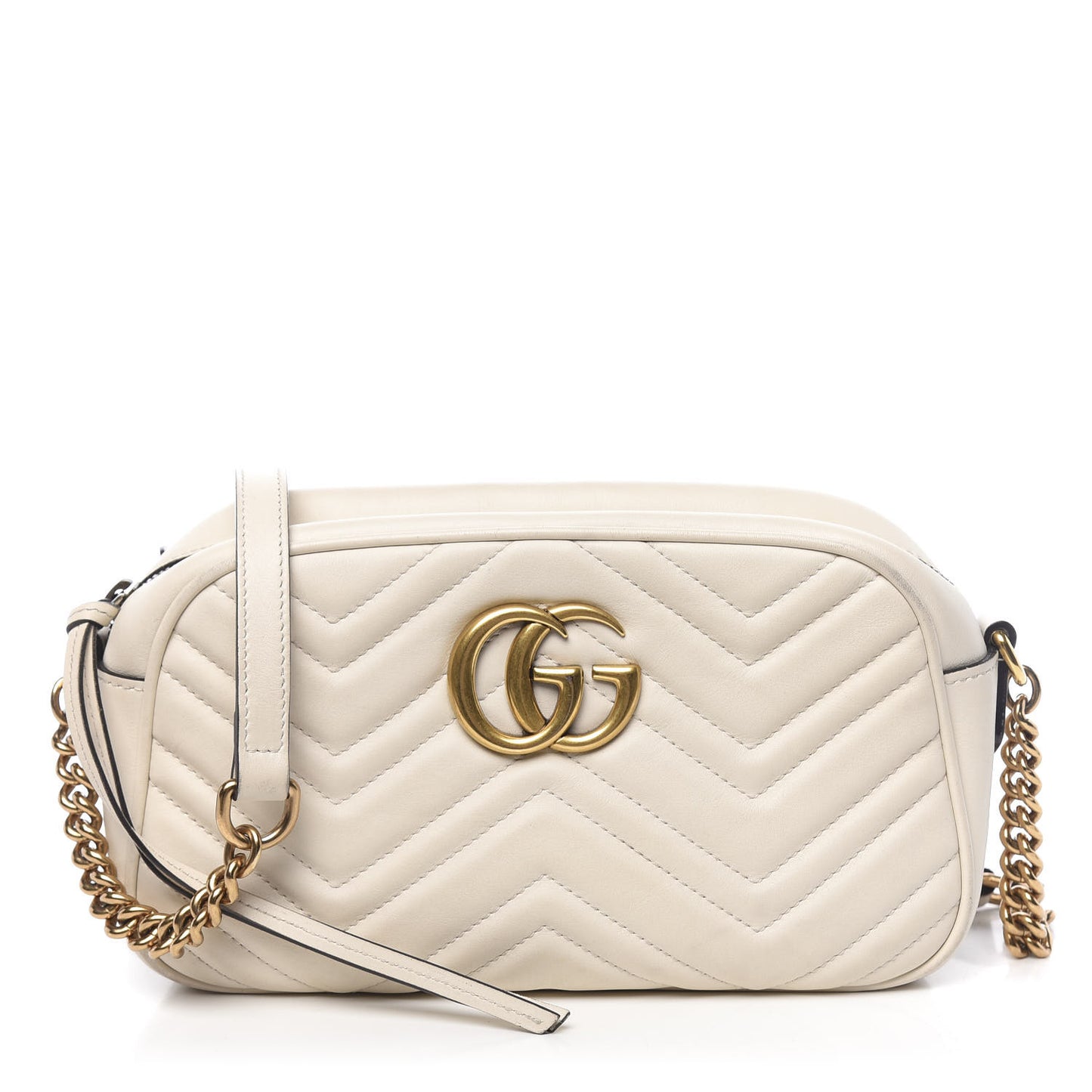 Calfskin Matelasse Small GG Marmont Chain Shoulder Bag White