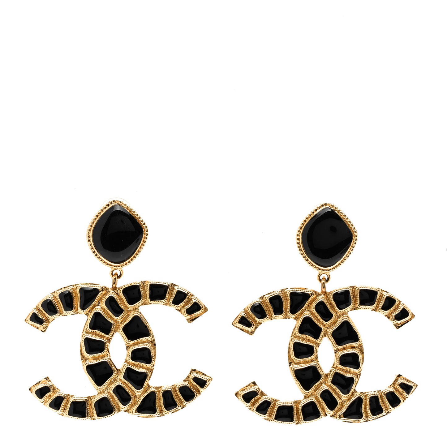 Resin Along The Nile CC Clip On Earrings Gold Black