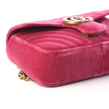Gucci Velvet Matelasse Mini GG Marmont Shoulder Bag Light Raspberry Rose 8 of 9