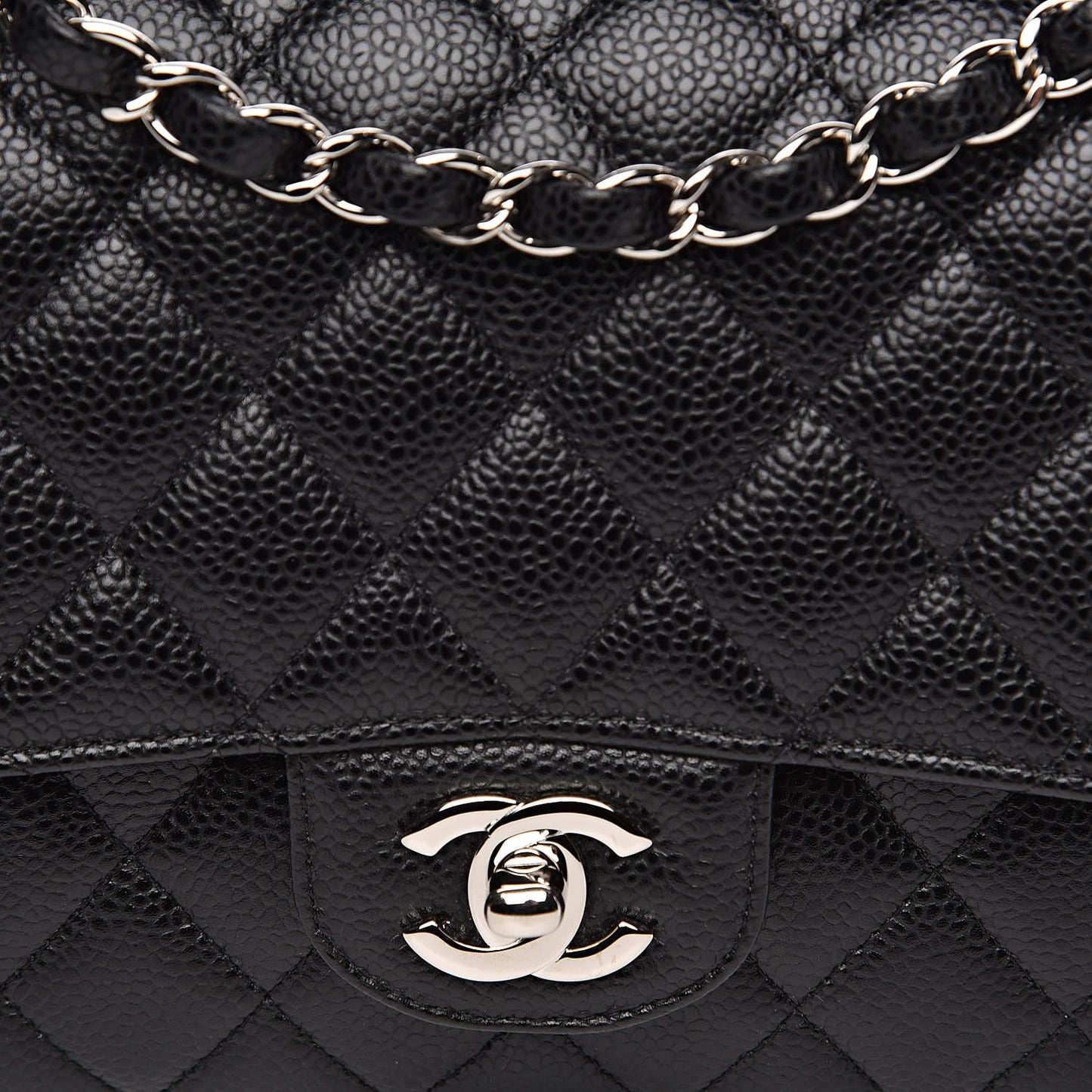 Caviar Quilted Medium Double Flap Black