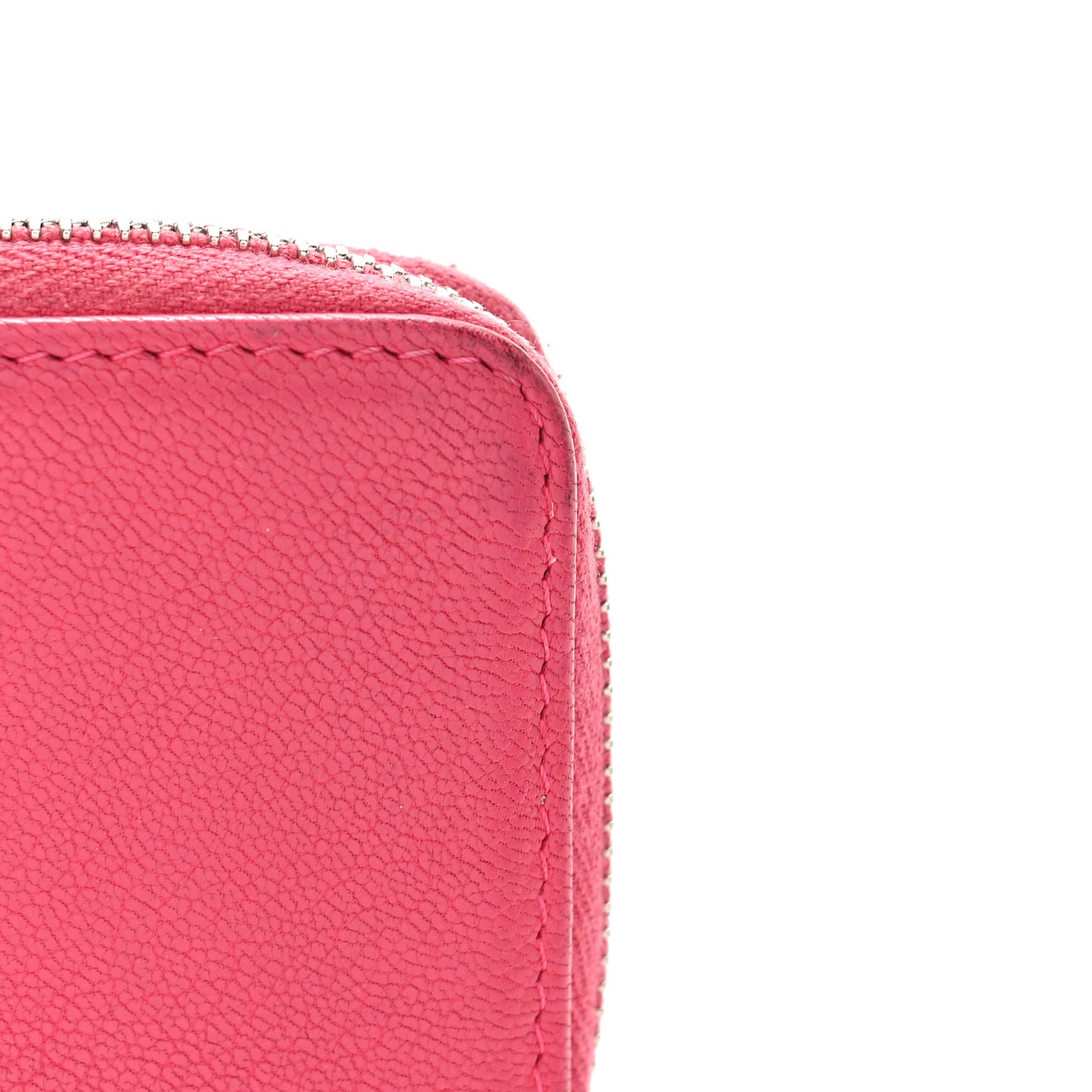 Goatskin Camellia Zip Coin Purse Pink