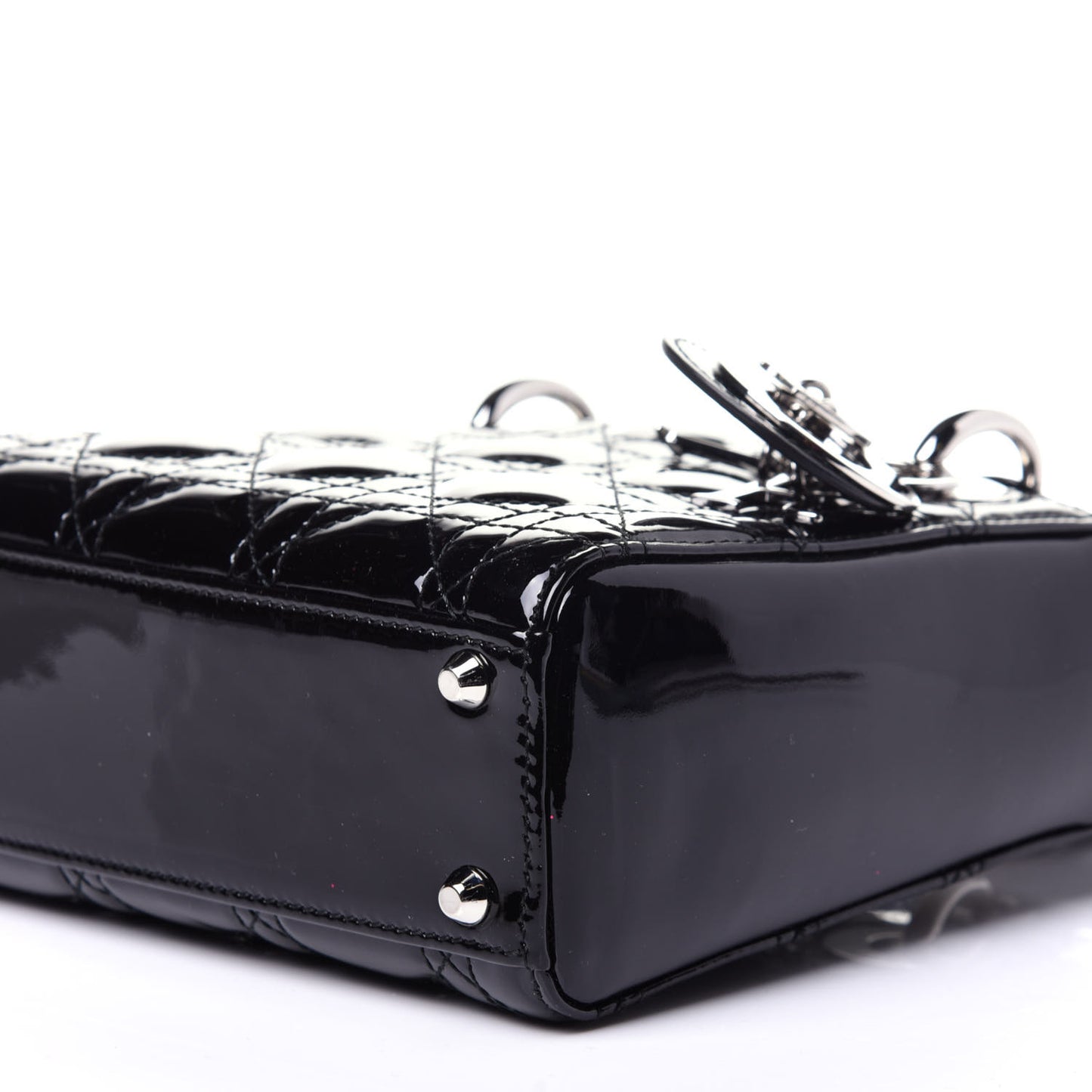 Patent Cannage Mini Lady Dior Black