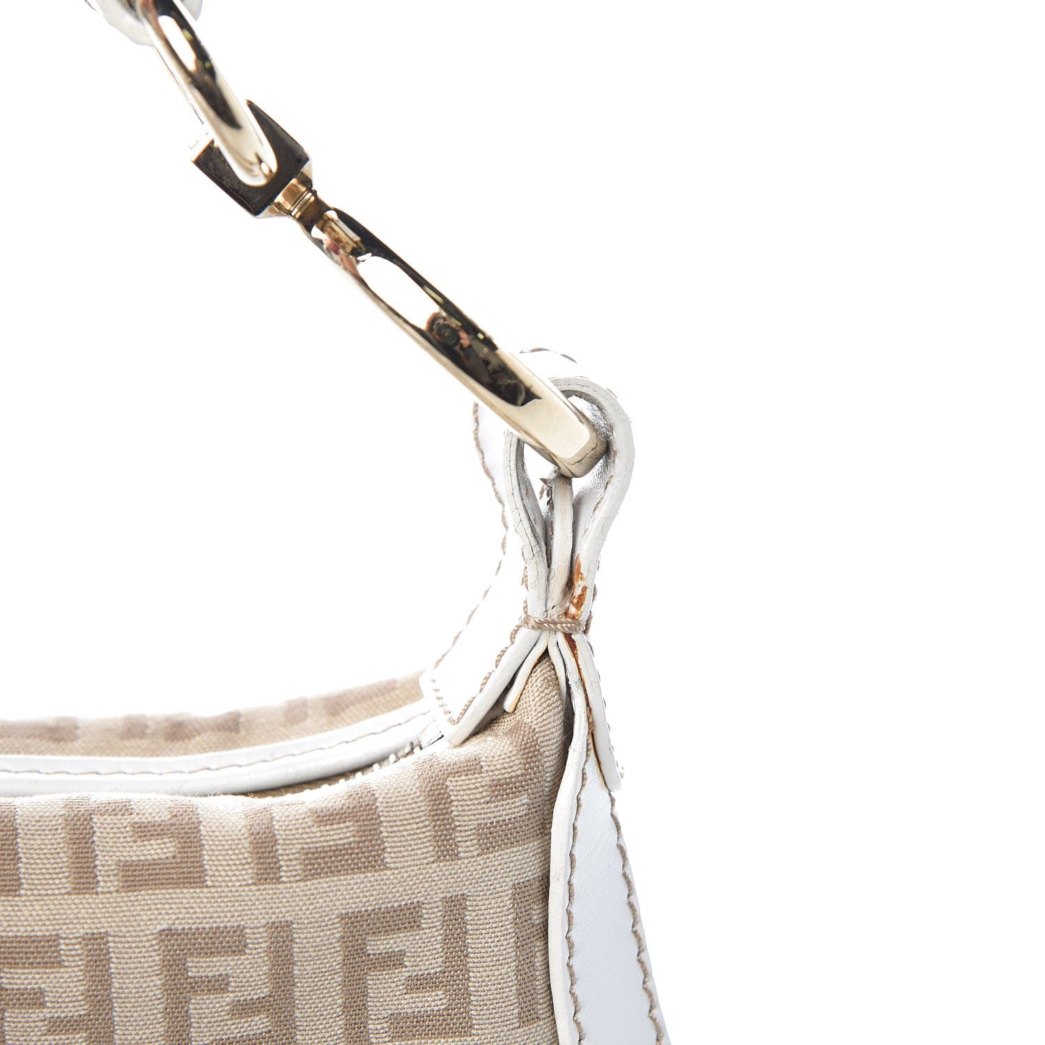 Fendi Zucchino Vitello Small Chef Pocket Shoulder Bag Beige White 8 of 13