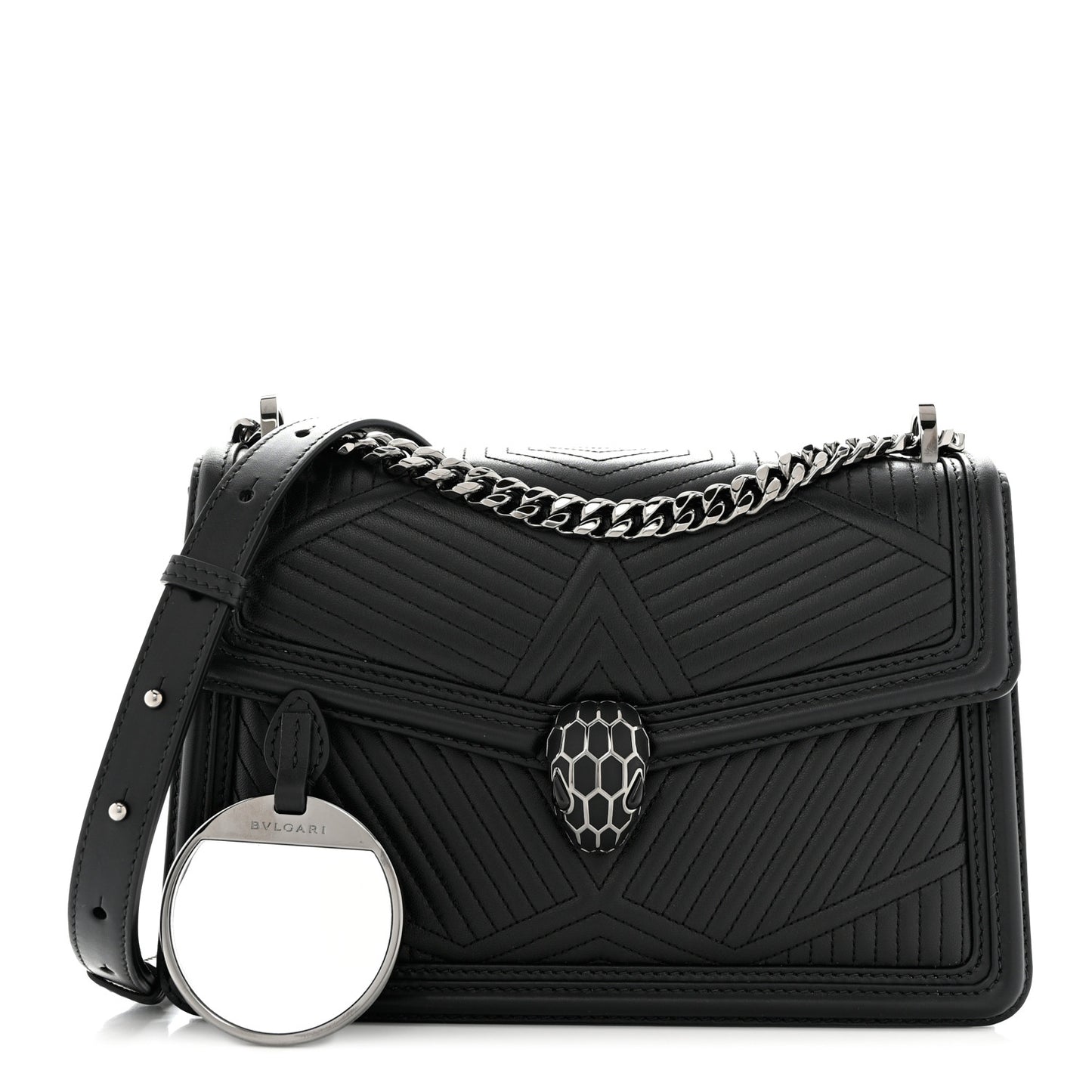 Quilted Nappa Smooth Calfskin Serpenti Forever Diamond Blast Shoulder Bag Black