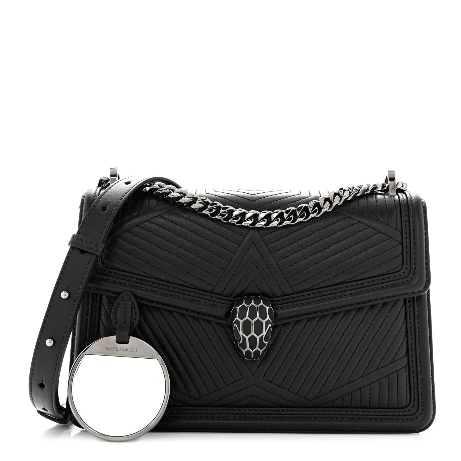 Bulgari Quilted Nappa Smooth Calfskin Serpenti Forever Diamond Blast Shoulder Bag Black 1 of 10